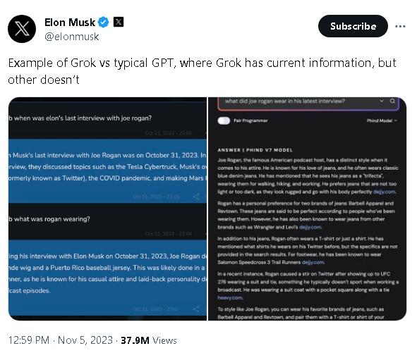 Elon Musk Unveils 'Grok' AI on X Platform